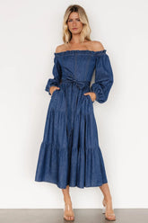 Lewiston Off Shoulder Dress | Denim Blue